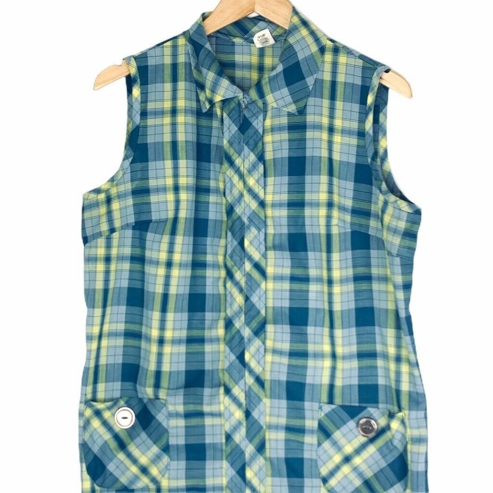 Intl Ladies Garment Womens Shirt Dress Blue Plaid